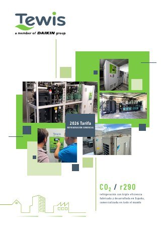 Portada de la Tarifa de Refrigeración Comercial Tewis 2026
